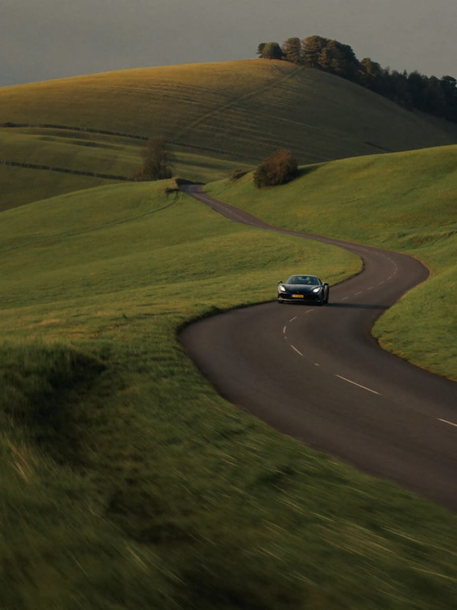 Sports car on a countryside road